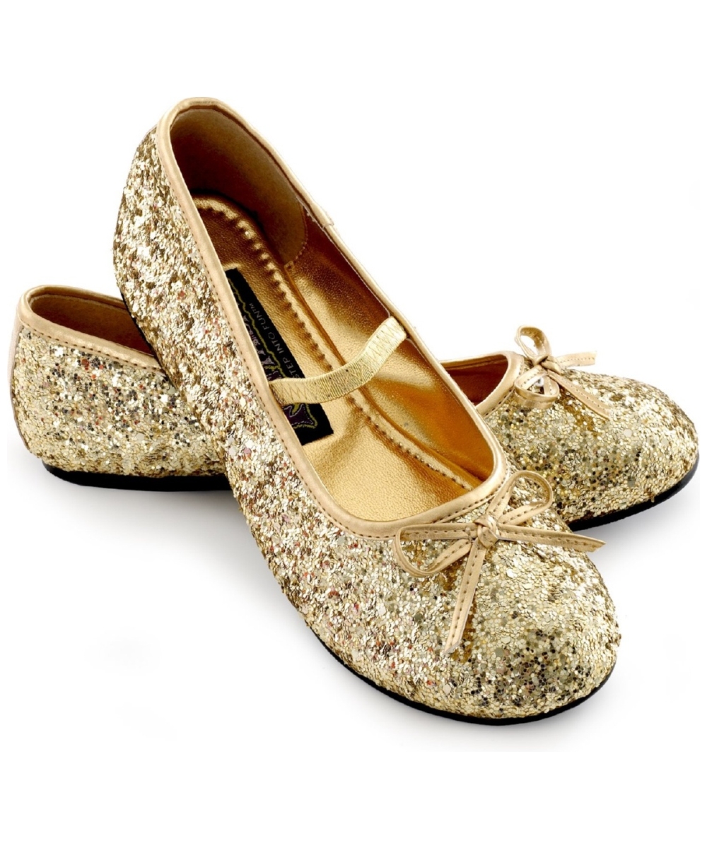 gold sparkle flat shoes