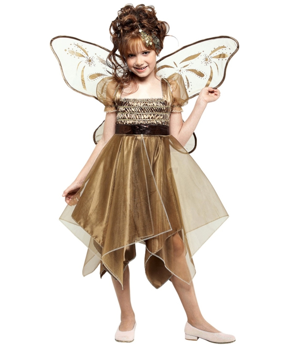  Metallic Copper Fairy Girls Costume