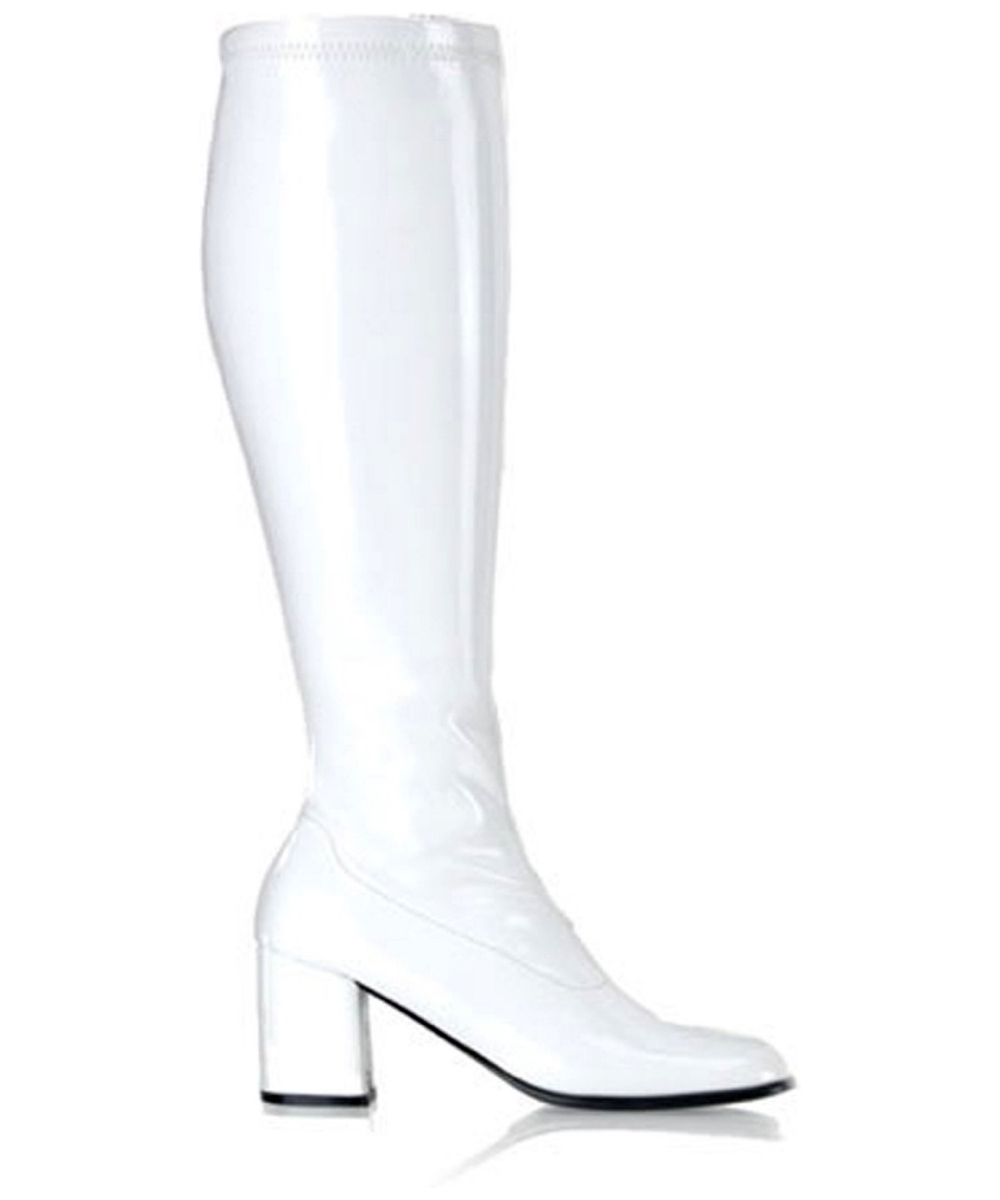 wide width white gogo boots