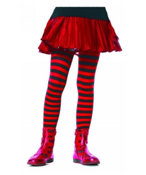 Black/red Striped Kids Tights