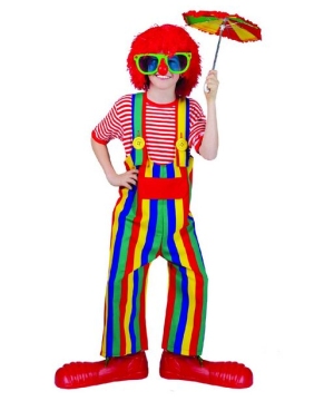  Boys Striped Clown Overalls Costume