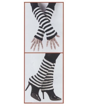 Fuzzy Leg Warmers - Costume Accessory - Black/white