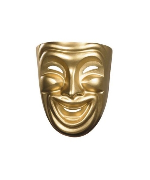 Gold Comedy Mask - Adult Mask