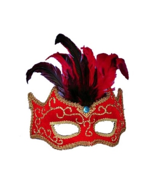 Red Half Style Mask - Venetian Mask