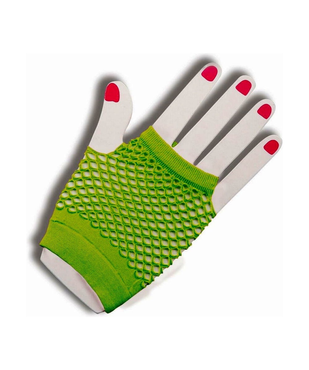  Green Fingerless Fishnet Gloves
