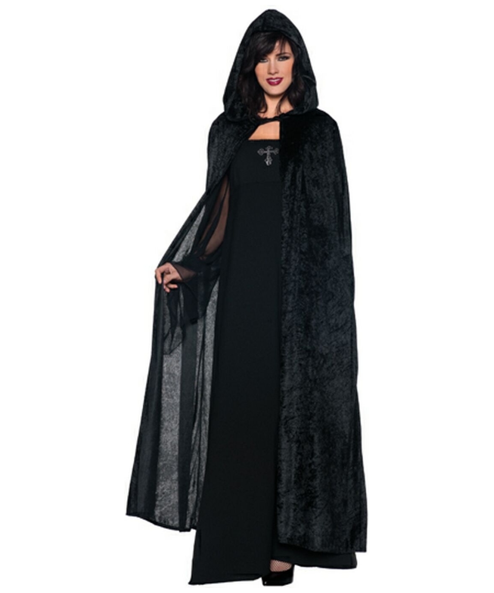 Hooded Cloak Black - Adult Costume Accessory - at Wonder Costumes