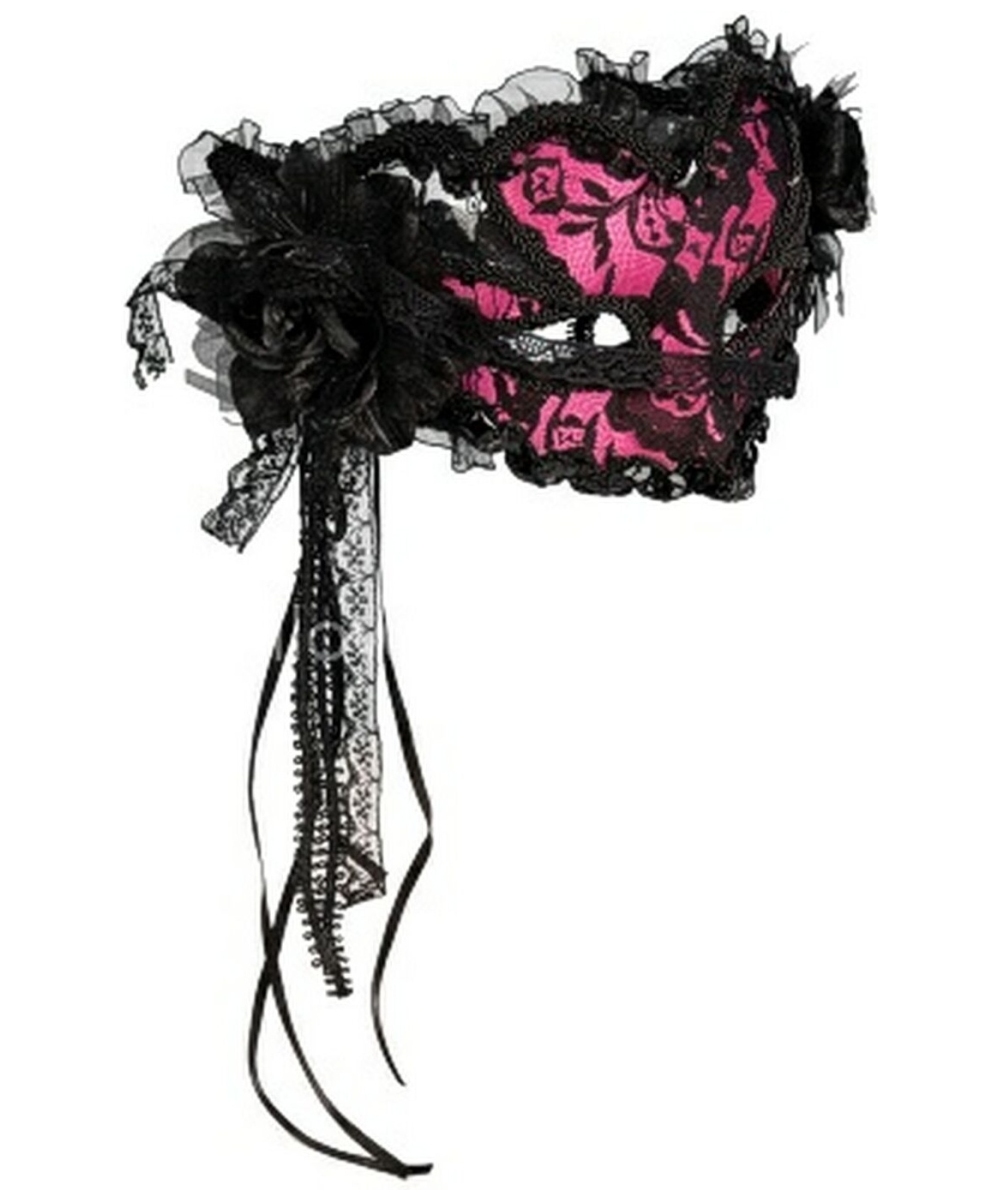  Pink Lace Venetian Mask