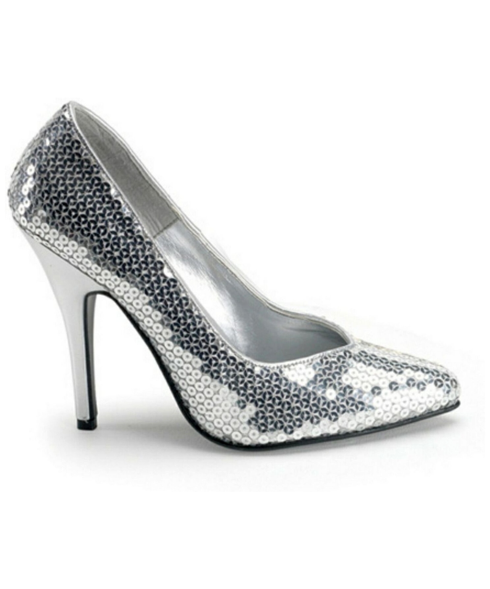 Adult Silver Sequin Heels - Costume 