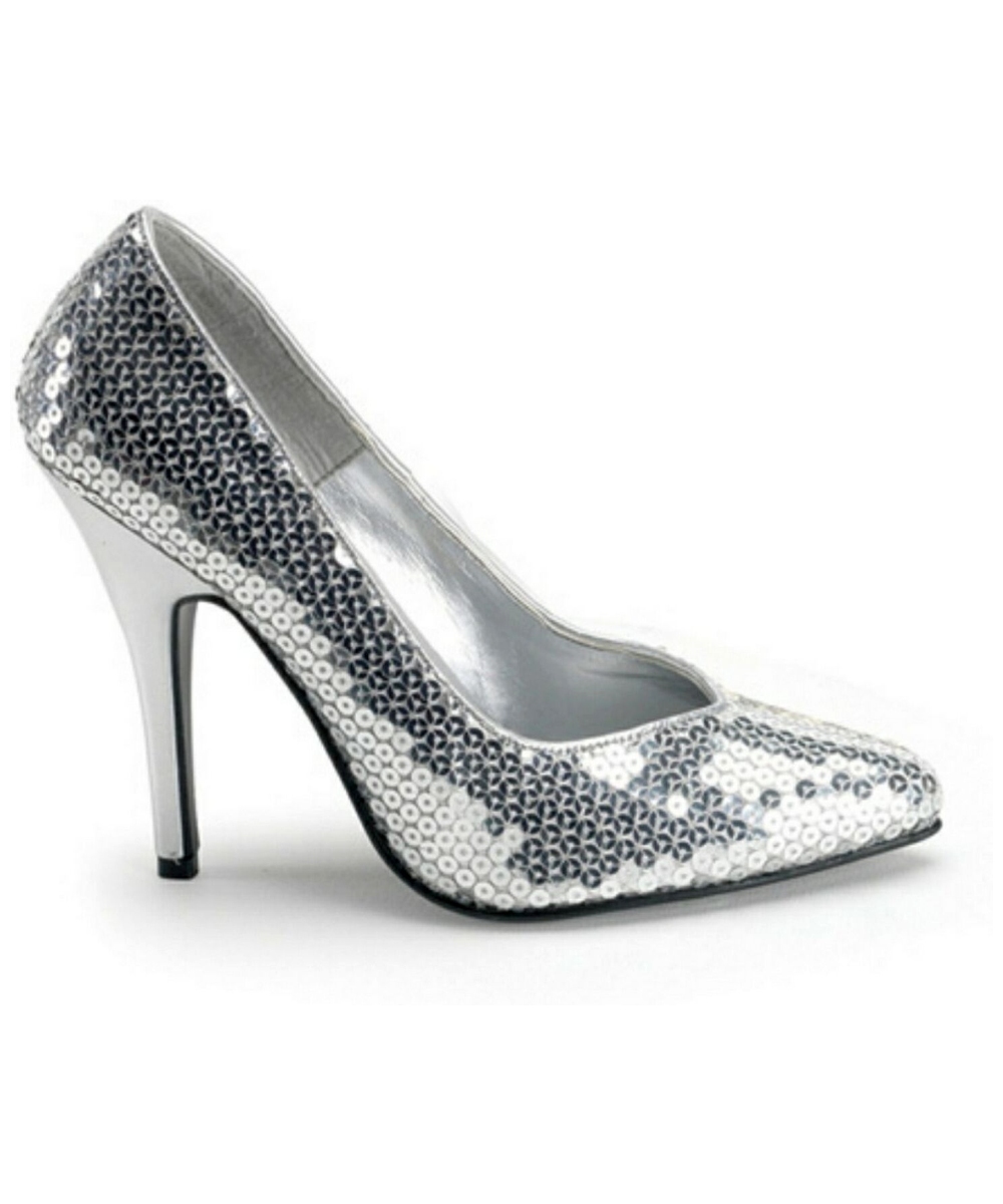 silver sequin heels