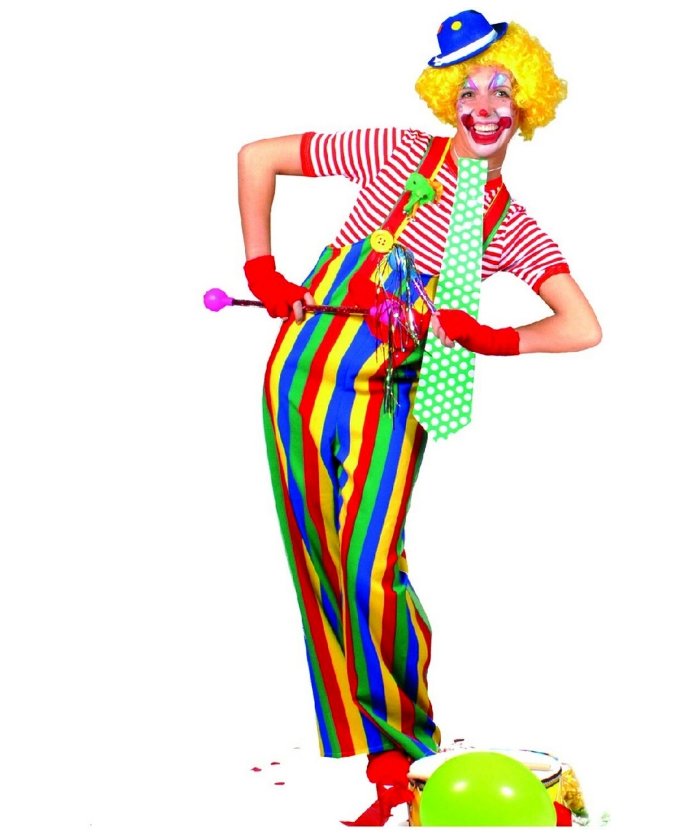  Striped Clown Overalls Costume