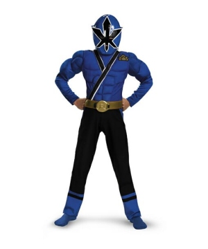 Blue Ranger Samurai Muscle Boys Costume