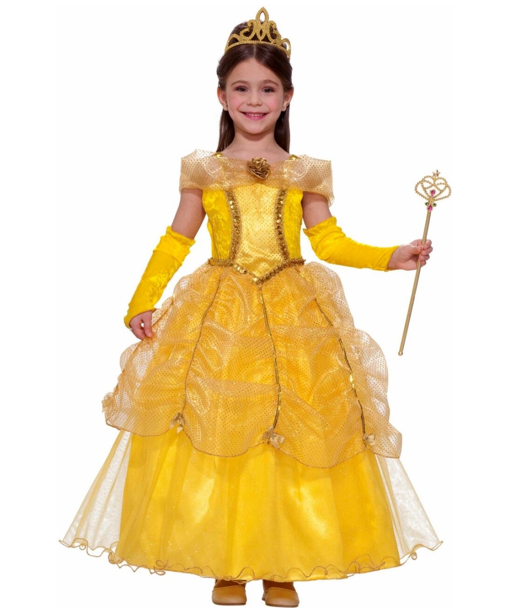  Girls Gold Beauty Princess Costume