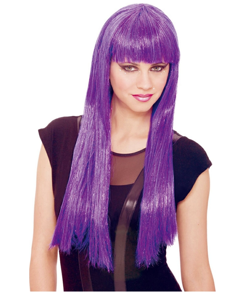 Glitzy Glam Wig - Adult Wig - Purple - Halloween Wig at Wonder Costumes