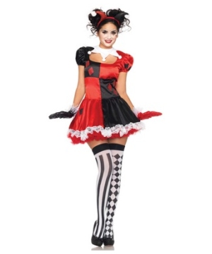 Adult Harlequin Heartbreaker plus size Clown Funny Costume