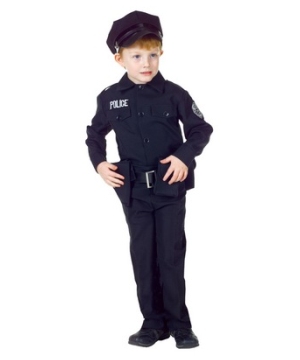 Black Policeman Boys Costume