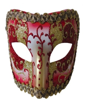 Red Glitter Masquerade Adult Mask
