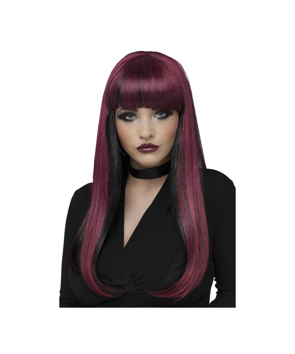  Black Burgundy Wig