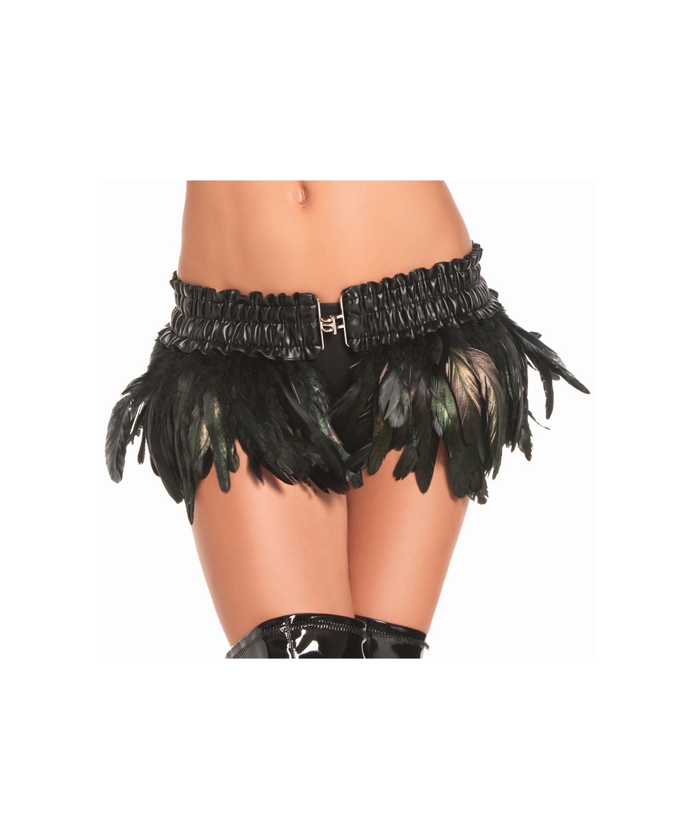  Black Sexy Feather Mini Skirt