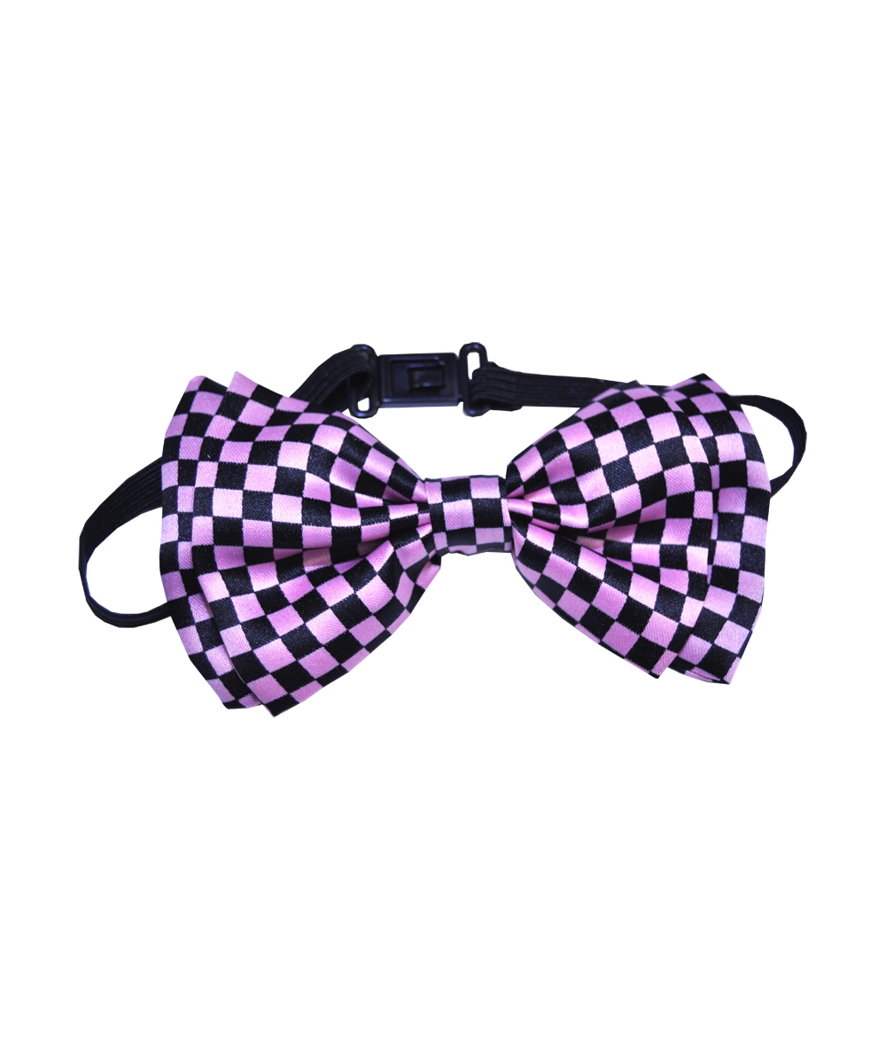  Pink Black Checkered Bow Tie