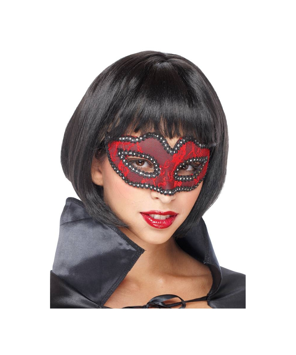  Red Lace Masquerade Mask