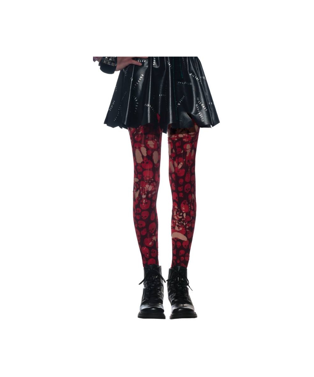  Ripped Skull Leggings Red