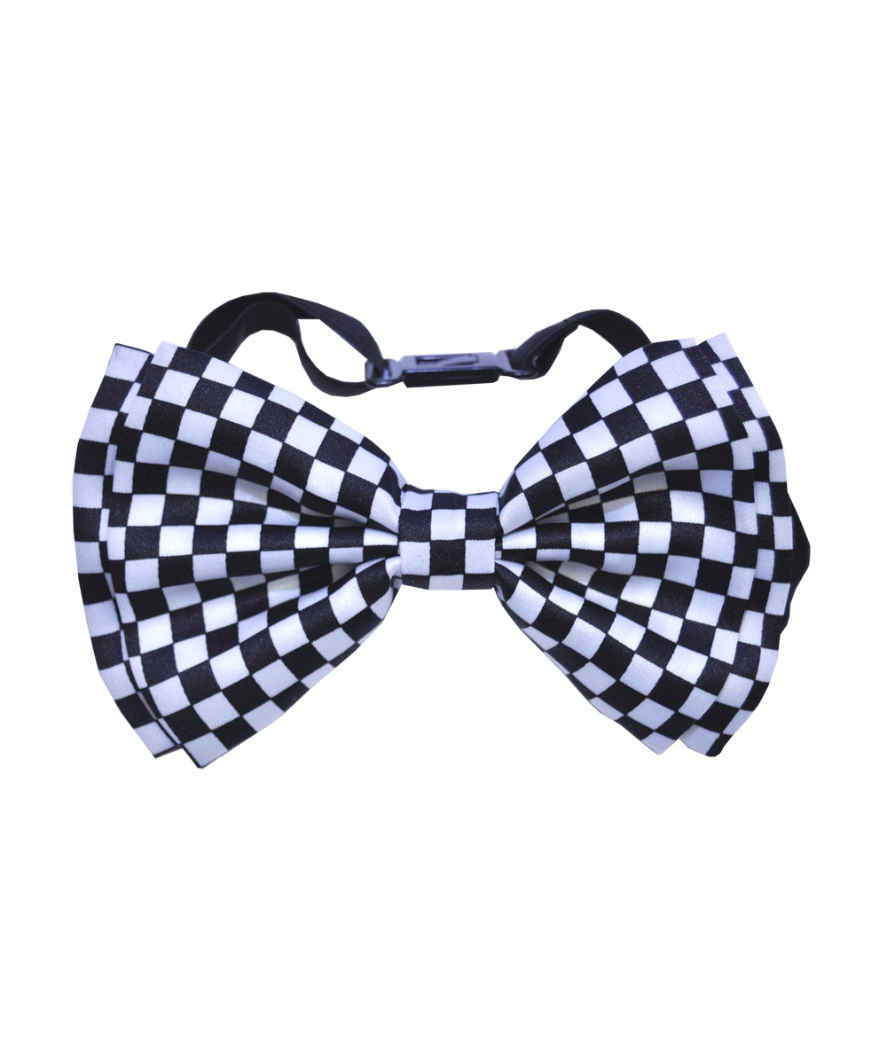  White Black Checkered Bow Tie