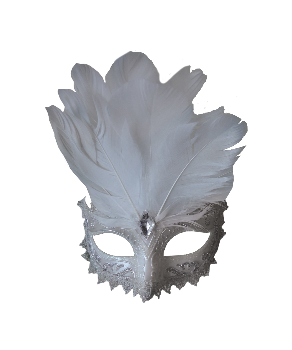  White Feather Masquerade Mask