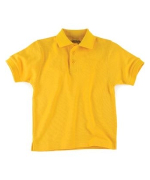 Gold Short Sleeve Pique Kids Unisex Polo Universal School Uniforms