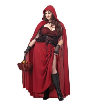 Dark Red Riding Hood plus size Women Costume