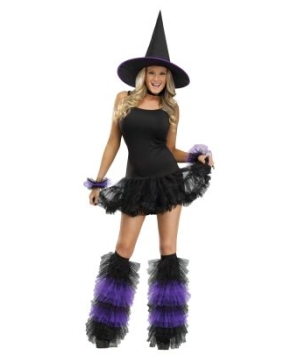 Purple and Black Tulle Ruffle Wristlets/boot Covers Adult Set