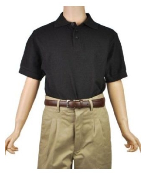 Black Short Sleeve Pique Unisex Teen Polo Universal School Uniforms