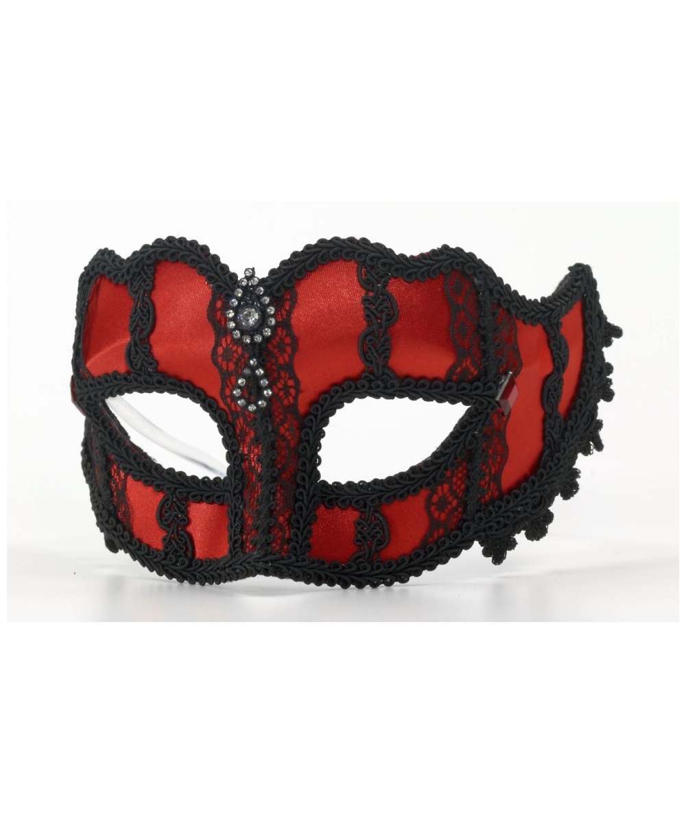 Adult Red Venetian Masquerade Mask - Halloween Costume Mask
