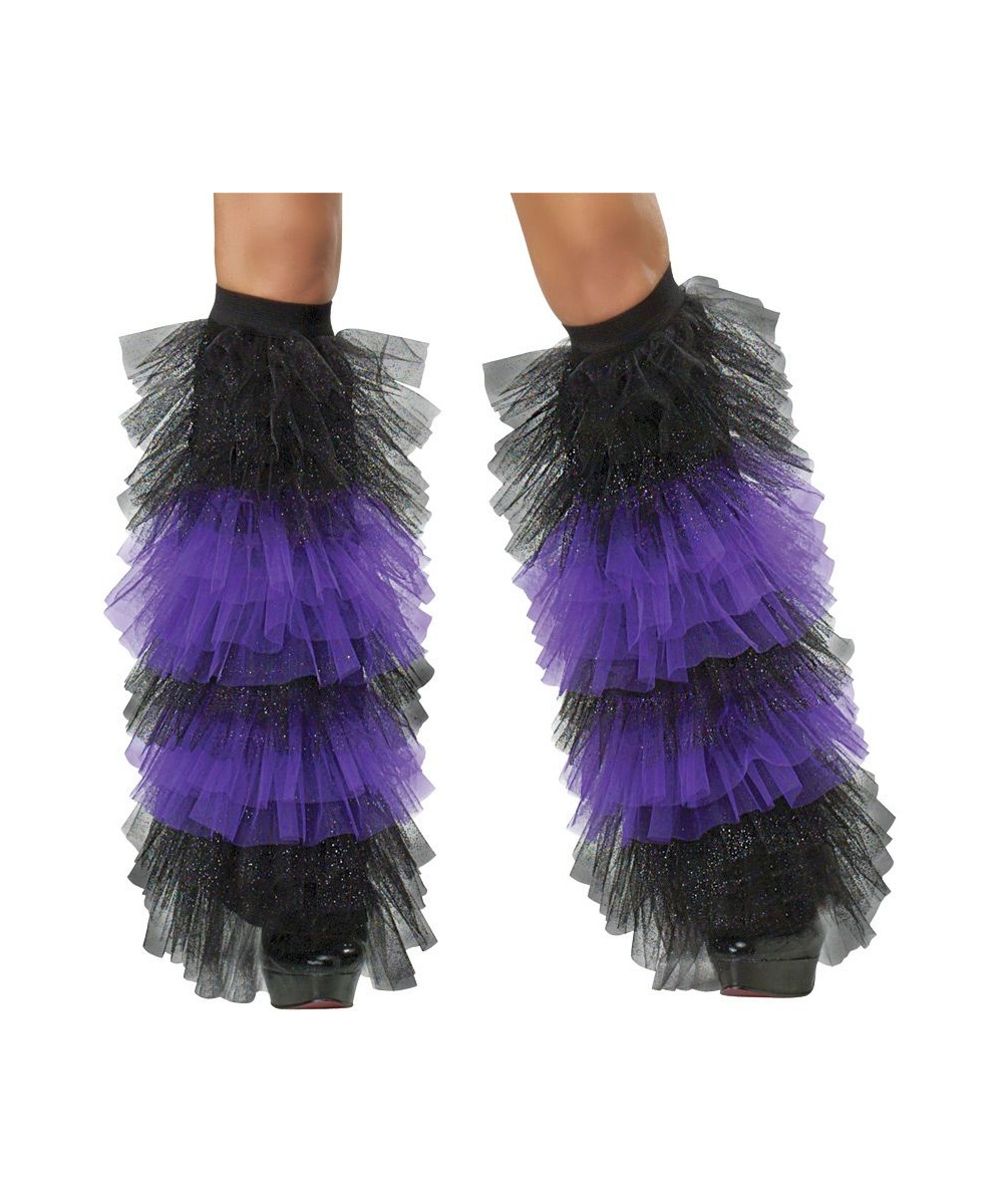 Adult Purple And Black Tulle Ruffle Wristlets/boot Covers Set - Women ...