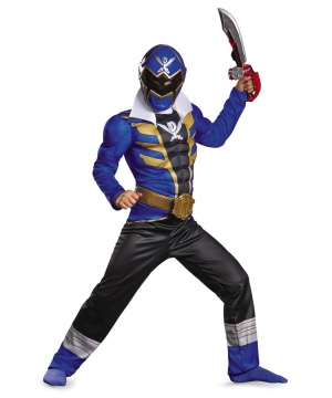 Blue Power Ranger Super Megaforce Muscle Boys Costume