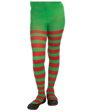 Christmas Striped Tights Green Red