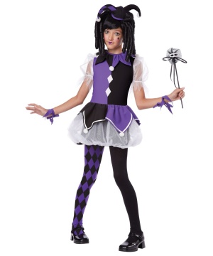 Purple Gothic Jester Girls Costume