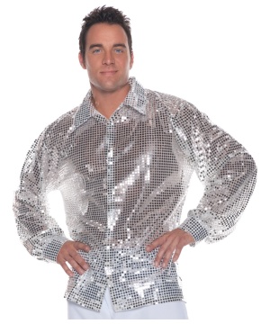 Silver Sequin Mens Shirt - Men Costume
