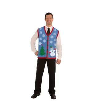 Christmas Tree and Snowman Ugly Mens Costume Vest