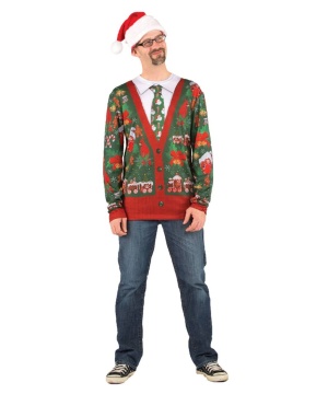 Ugly Christmas Cardigan Mens Costume Shirt