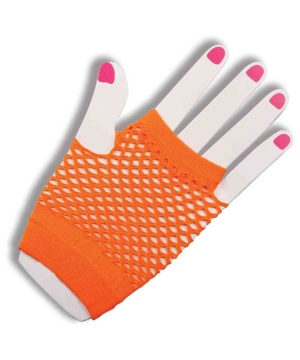 Short Rave Fingerless Womens Fishnet Gloves
