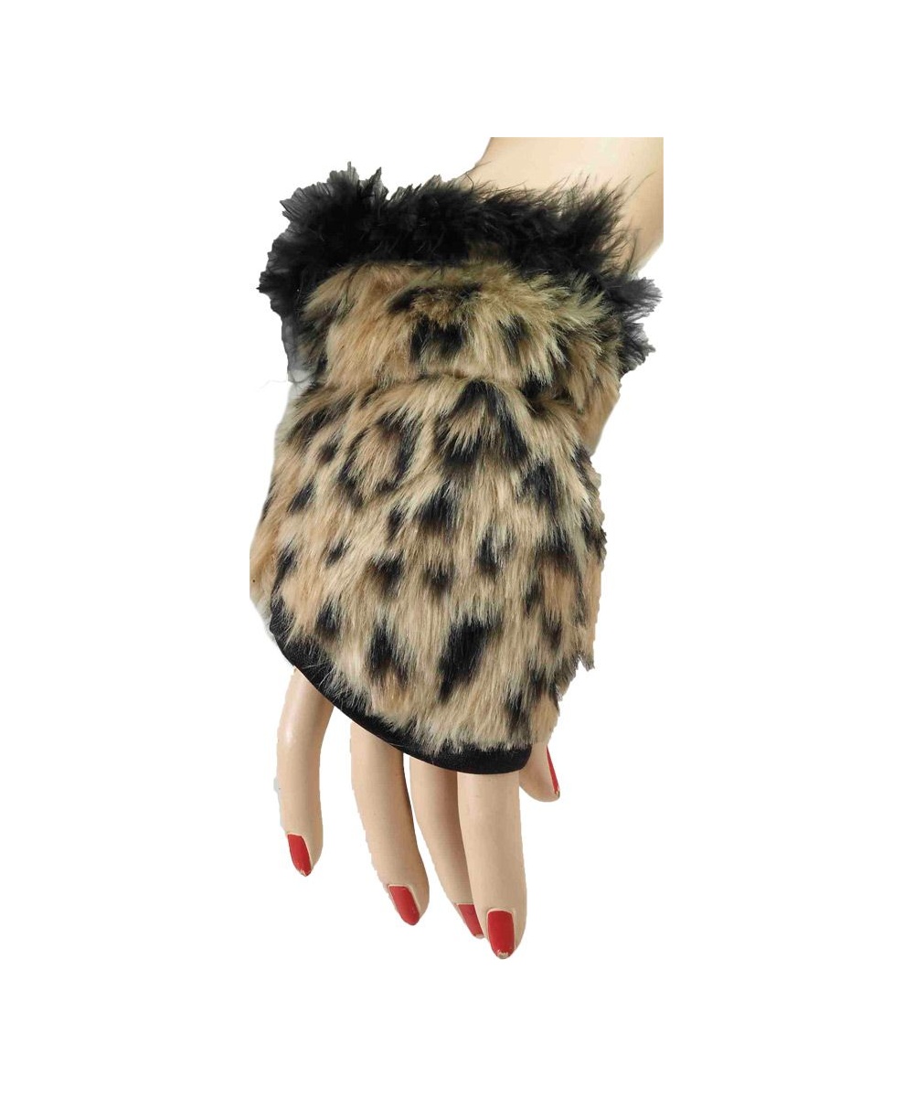  Faux Leopard Fur Glovelets