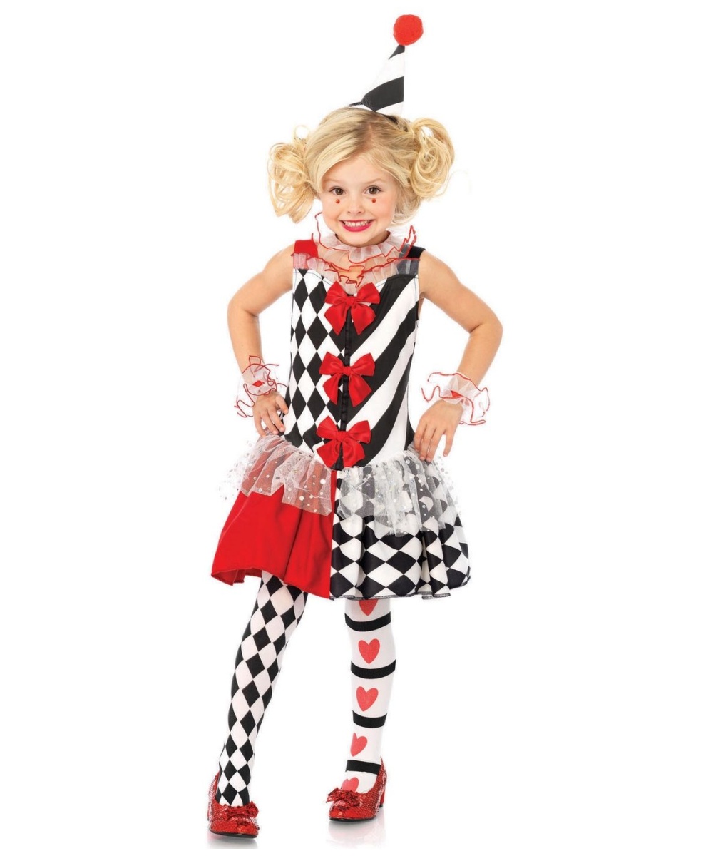 Harlequin Clown Girls Costume - Girls Costume