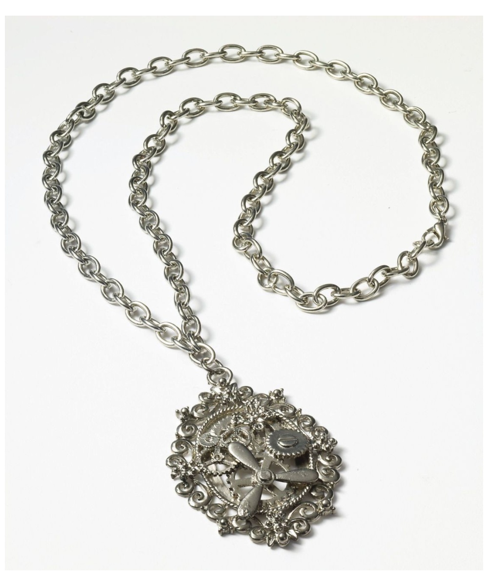  Steampunk Gears Silver Necklace