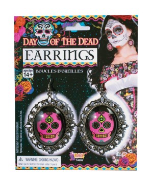 Day of the Dead Women Earrings With Molded Skulls