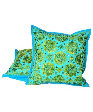 Jaipuri Hand Embroidered Glass Work Cushion cover Set 2 Pcs