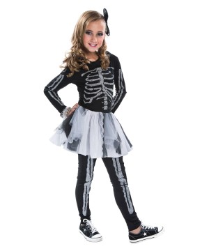 Silver Skeleton Tutu Girls Costume