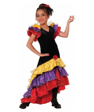 Flamenco Senorita Spanish Dancer Girls Costume - Dancewear Costumes