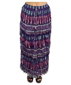 Jaipuri Cotton Long Skirt in Midnight Blue