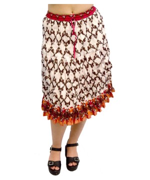  Sanganeri Crinkled Cotton Short Indian Skirt