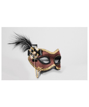 Brown Suede Masquerade Mardi Gras Womens Mask